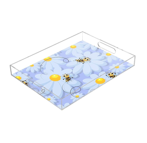 Plateau en acrylique personnalisé Plateau de service de luxe Décoration Plateau de service rectangulaire en bois de haute qualité pour hôtels - Product Image 2