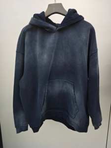 เสื้อฮู้ดดี้ทรงโอเวอร์ไซส์ ไหล่ตก สไตล์วินเทจ ล้างสีแบบแอซิดวอช  รับสกรีนโลโก้ ผ้าหนา คุณภาพสูง สไตล์สตรีทแวร์ย้อนยุค ผ้าฝ้ายฟอกสี - Product Image 3