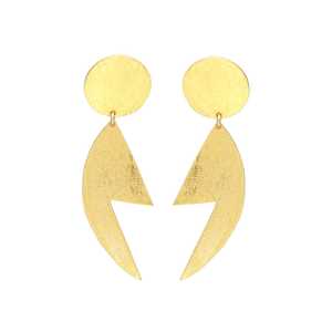 Recién llegado, pendiente largo chapado en oro con diseño único, pendientes de latón, diseño clásico para mujeres y niñas - Product Image 1
