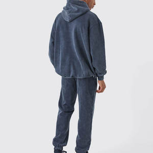 Traje de chándal ajustado para hombre, venta al por mayor, conjunto de 2 piezas, pantalones de chándal deportivos de poliéster con lavado ácido y cremallera, elementos esenciales de invierno - Product Image 2