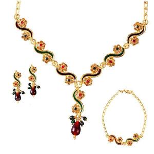 The99Jewel 18K Gold Plated Stone <b>Necklace</b> <b>Set</b> with <b>Bracelet</b> Vintage Style Bridal <b>and</b> Fine Jewelry 1100803 - Product Image 1
