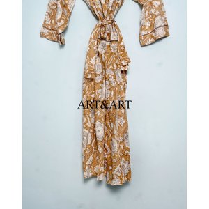 Kimono de Algodón para Mujer, Hecho a Mano, con Estampado Floral, Estilo Japonés, Largo hasta el Suelo, Lavable, de Secado Rápido, Bata de Verano, Ropa de Playa, Ropa de Estar por Casa - Product Image 5