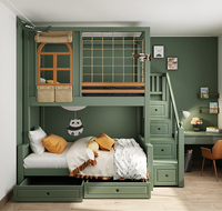 Lits Superposés en Bois pour Enfants Taille Double, Design Moderne, Multifonctionnels, avec Escaliers et Bibliothèque