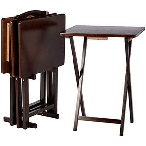 Basics Tragbarer TV-Esstisch aus Massivholz, klappbarer Tablett-Tisch mit Ablagefach, Espresso-Finish, Couchtisch, Wohnzimmermöbel - Product Image 1