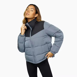 2025 chaqueta acolchada de invierno con forro de nailon ecológico transpirable para mujer personalizada con cierre de cremallera estilo informal para - Product Image 5