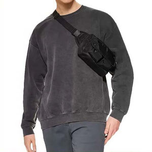 Sweat-shirts surdimensionnés de haute qualité, lavés à l'acide, personnalisés, streetwear uni, sweat-shirts à col rond pour hommes, 100% coton, basiques streetwear - Product Image 3