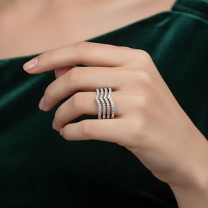 Bague de luxe multi-couches en or 14 carats et diamants pour femmes |   0,40 carats Fabriqué en Inde - Product Image 5