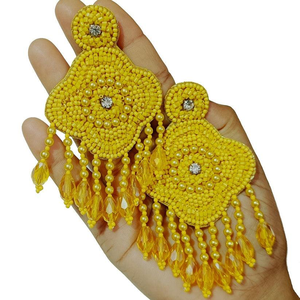 Nouvelles boucles d'oreilles brodées en perles de forme originale, bijoux fantaisie, boucles d'oreilles brodées à la main en perles de rocaille, boucles d'oreilles brodées avec et faites à la main - Product Image 6