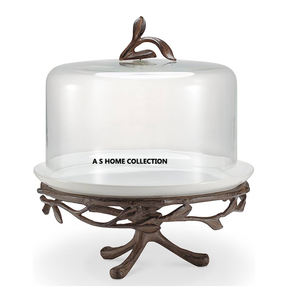 Set <b>of</b> 2 Two Tier Metal And Wood Cake Stand Advantageous Design Round Shape Dates Cake Server At Good Price - Product Image 4