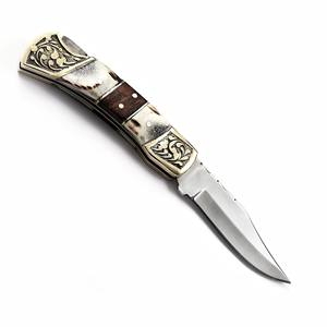 Navaja Plegable de Acero Inoxidable Nordic Forge, Mango de Asta de Ciervo, Funda de Cuero Personalizada, EDC de Bolsillo, para Caza, Camping, Grado Industrial 7 - Product Image 3