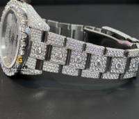 Montre-bracelet mécanique Hip Hop unique et nouvelle avec cadran en verre analogique, diamants ronds brillants en acier inoxydable