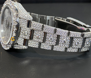 Độc đáo mới hip hop moissanite cổ tay xem hoàn toàn được thực hiện với vòng rực rỡ cắt kim cương trong thép không gỉ - Product Image 3