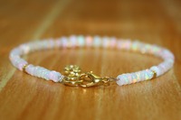 Bracelet en perles d'opale de feu blanche naturelle Mehrajudin Gems, unisexe, délicat, tendance, cadeau, plaqué or 14K/18K, bijoux faits à la main