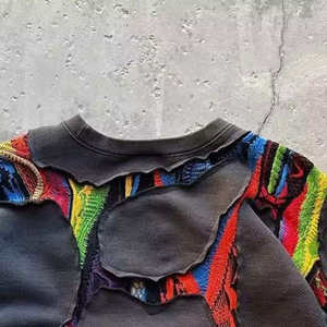 Kafany Garment 100% algodón French Terry Hoodie 420gsm Heavyweight Color Block & Bordado Recortado Estilo Vintage - Product Image 4