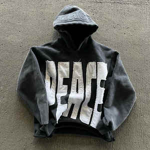 Fabricant 1000GSM 600GSM Patches de broderie en relief personnalisés Vintage Acid Washed Hoodie - Product Image 6