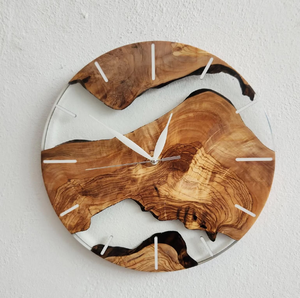 นาฬิกาติดผนังเรซินไม้และเรซินติดผนังห้องนอนทรงกลมสีขาว - Product Image 6