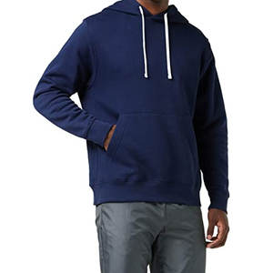 Sudadera con Capucha Personalizada para Hombre, Azul Marino con Contraste Blanco, con Cordón, de Felpa, Estilo Clásico Urbano, Venta al por Mayor de Fábrica, MOQ Bajo, al por Mayor - Product Image 5
