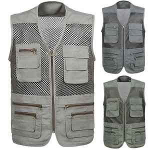 Chalecos de pesca con múltiples bolsillos, chaquetas de malla transpirables rápidas para exteriores, fotografía, senderismo, deporte al aire libre, chaleco sin mangas de carga de malla para hombres - Product Image 4
