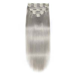 Extensions de cheveux à clipser 21 pouces S1 gris argenté Cheveux humains Remy 8-30 pouces - Product Image 3