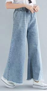 Pantalones y pantalones de mujer de alta calidad Piernas anchas Palazzo Blue Denim Slim Fit Vintage Casual Moda Ventas completas - Product Image 5