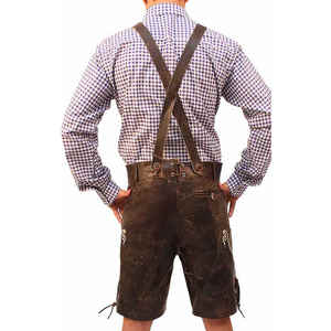 German Austrian Lederhosen <b>for</b> <b>Men</b> Vintage Distressed Leather <b>Shorts</b> and <b>Long</b> Pants Embroidered Bavarian Traditional Wear - Product Image 2