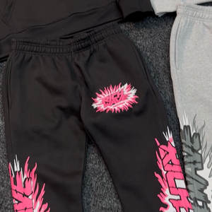 Conjunto de chándales de algodón de alta calidad personalizados, acampanados y pantalones de chándal Sudadera con capucha, jersey de calle, sudadera serigrafiada - Product Image 6