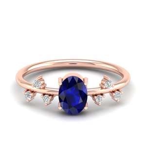 REYES Precio al por mayor 14K Oro sólido Moissanite Anillos de compromiso Mujeres Corte ovalado 0.75Ct Zafiro azul Piedra preciosa Joyería solitaria - Product Image 2