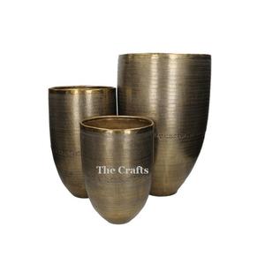 Jardinière en aluminium au design fantastique, ensemble de trois jardinières de différentes tailles, forme ronde, jardinières d'extérieur et d'intérieur - Product Image 1