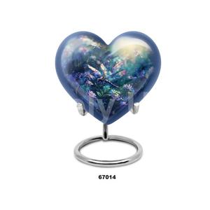 Urna Funeraria para Cenizas Humanas con Forma de Corazón y Libélula, Hermosa y en Oferta, con Soporte y Bolsa de Terciopelo Gratis - Product Image 2