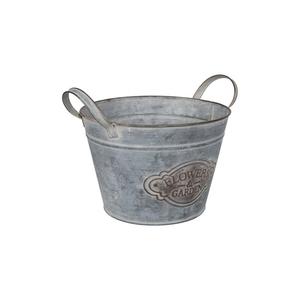 Jardinière élégante en métal galvanisé foncé avec poignées en corde pour la maison, le patio, le jardin et la décoration de fleurs ovales. - Product Image 5