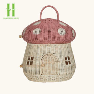 Panier de rangement champignon en rotin fait main avec poignée, décorations de Pâques, boîte de rangement pliante jiahao, boîtes de rangement et bacs - Product Image 1