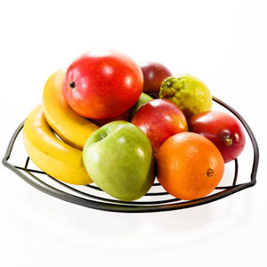 ผู้ผลิตอินเดียขายส่งคุณภาพสูงขายลวดเหล็กกลมตกแต่งโลหะผลไม้ตะกร้าเคลือบผงสีดําสําหรับโต๊ะ - Product Image 1