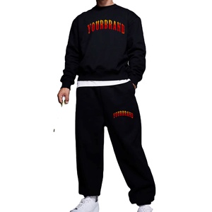 Ensemble survêtement décontracté personnalisé pour homme, grande taille, en molleton respirant 100 % coton, avec taille élastique, idéal pour l'hiver - Product Image 1