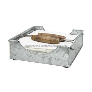 Soporte de tejido de hierro metálico de diseño personalizado hecho a mano galvanizado soporte de mesa servilletero decorativo o soporte de tejido de la India - Product Image 6
