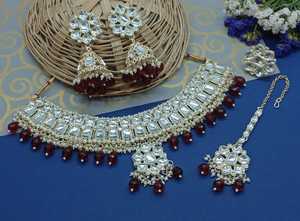 Indian Traditional Kundan Silver Plated Jewellery Set and Copper Necklace Set for Women & <b>Girl</b> Indian <b>Accessories</b> Jewlery Women - Product Image 5