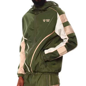 Haute qualité 100% Polyester Baggy Jogging survêtement hommes veste zippée Baggy pantalon Nylon coupe-vent costume - Product Image 4