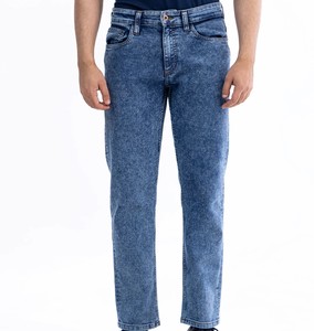 OEM กางเกงยีนส์ผ้าเดนิมรัดรูปของผู้ชายกางเกงยีนส์ขาดแบบบางสีฟ้า100% มีกระเป๋านุ่มใส่สบาย - Product Image 5