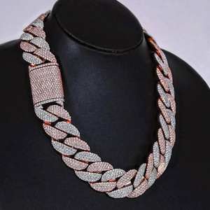 Chaînes à maillons cubains personnalisées en argent 925 de 22mm de large diamants Moissanite VVS Style glacé Hip Hop lourd pour les fêtes cadeaux passe diamant - Product Image 5