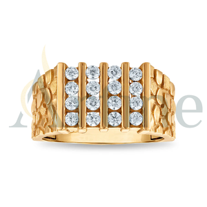 Anillo de estilo urbano personalizado Hip Hop para hombre en oro amarillo de 14kt diamantes cultivados en laboratorio con joyería fina de claridad VVS mejorada - Product Image 1