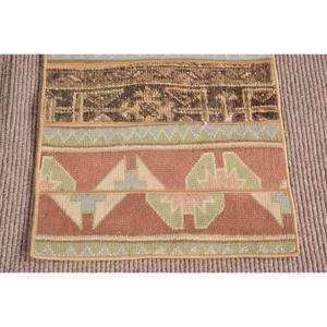 1.5x2.5 ft Turkish Small Rug, <b>Brown</b> Green Vintage Moroccan <b>Wool</b> Rug - Product Image 5