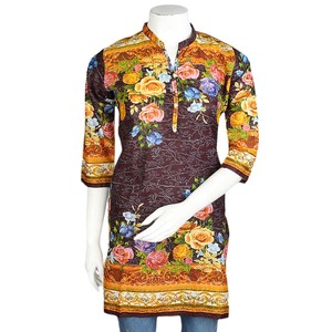 Kurti imprimé pour femme en tissu lawn - ROSE - Product Image 5