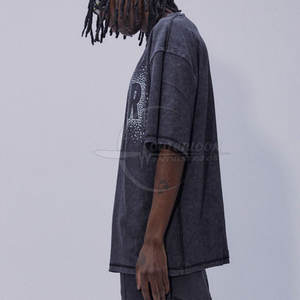 Camiseta de Algodón Personalizada con Pedrería para Hombre, MOQ Bajo, Camiseta con Pedrería Personalizada para Adultos - Product Image 4