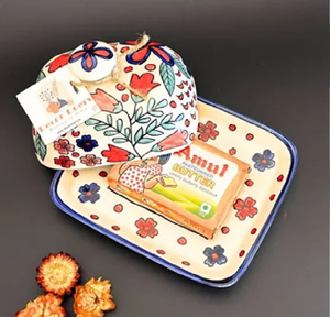 Beurrier en céramique floral multicolore orné, disponible à prix de gros, beurrier en céramique - Product Image 1