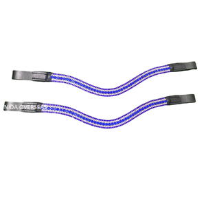 หนังม้าพืชพรีเมี่ยมม้าคอกคลื่นรูปร่าง Browbands พร้อมปรับแต่งอุปกรณ์ม้าคริสตัลห้าแถวสี - Product Image 1