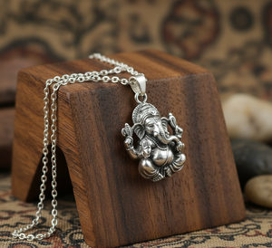 925 Argent Rhodium Lien Chaîne Collier Usure Quotidienne Tendance Spirituelle Plaqué Or Bouddhiste Animal Ganesha Dieu Pendentif Mode - Product Image 6