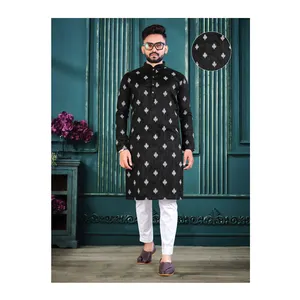 Tam dikişli parti giyim koleksiyonu geleneksel giyim ağır pamuk şantuk ile Lucknowi çalışma Kurta pijama en iyi fiyat