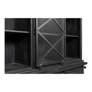 Black Desk Industrial Living Room Cabinets With Solid <b>Wood</b> and Metal Crafts Legs Living Room Furniture Wardrobes for Home Decor - Product Image 6