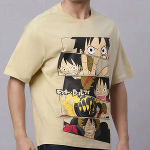 Camiseta extragrande de algodón pesado 100% de lujo para hombre, cuello simulado, logotipo personalizado, ropa de hombre cuadrada personalizada de lujo con estambre frontal - Product Image 2