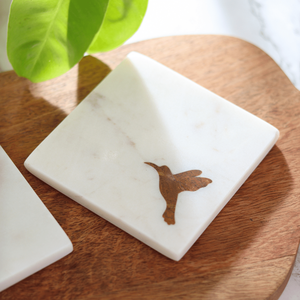 High selling <b>marble</b> <b>coaster</b> wholesale natural white stone With Gold Metal Stand design <b>coaster</b> for Table Decoration & Accessorie - Product Image 3