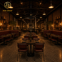 Ensemble de mobilier de restaurant commercial Ron Group, sièges rembourrés, table carrée en bois massif, chaise en cuir personnalisée
